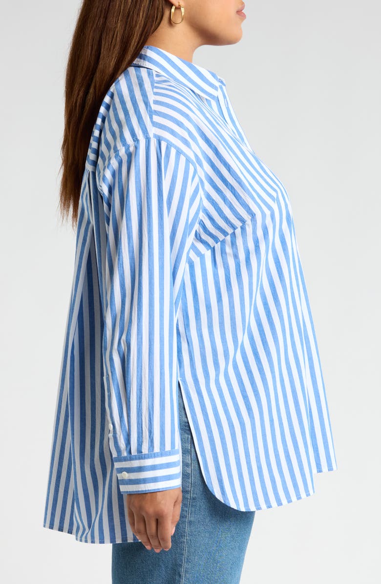 Madewell The Plus Signature Poplin Oversize Button-Up Shirt in Springy Stripe, Alternate, color,
