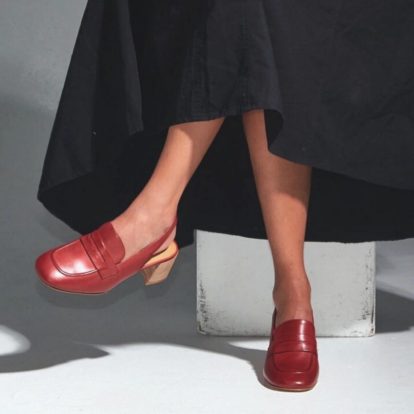 Glasgow Leather Mules, Alternate, color, Red