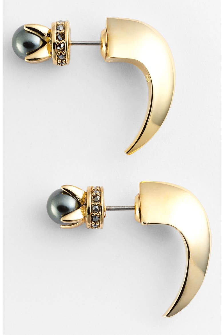'Curbs' Reversible Hoop Earrings, Main, color, GOLD/ BLACK PEARL/ JET