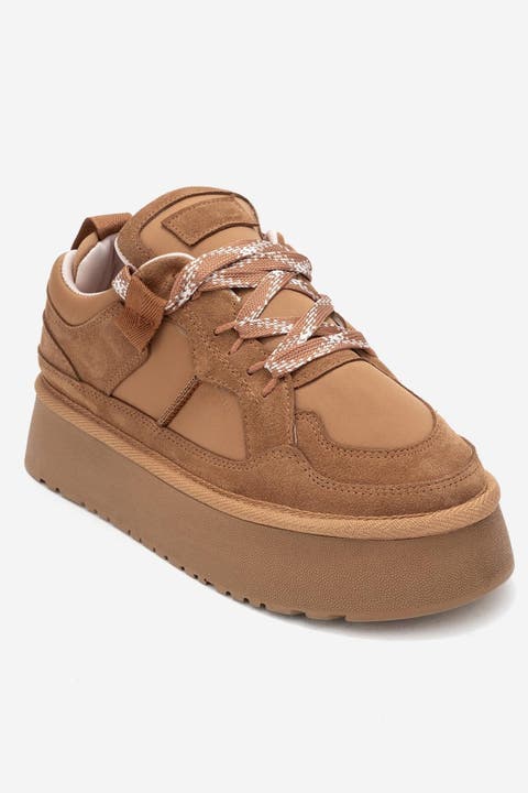 Riven Leather Platform Sneaker