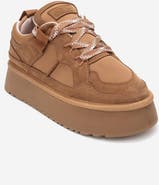 Forever & Always Shoes Riven Leather Platform Sneaker
