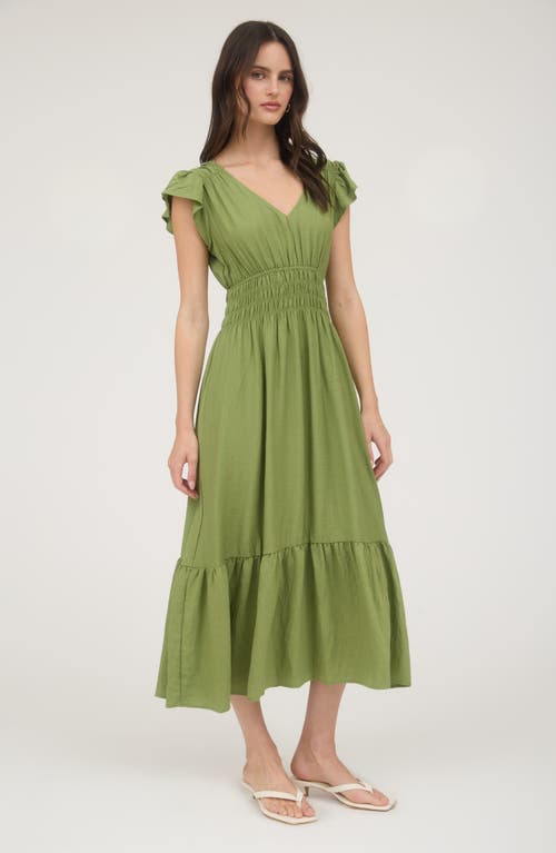August Sky Flutter Sleeve Midi Dress