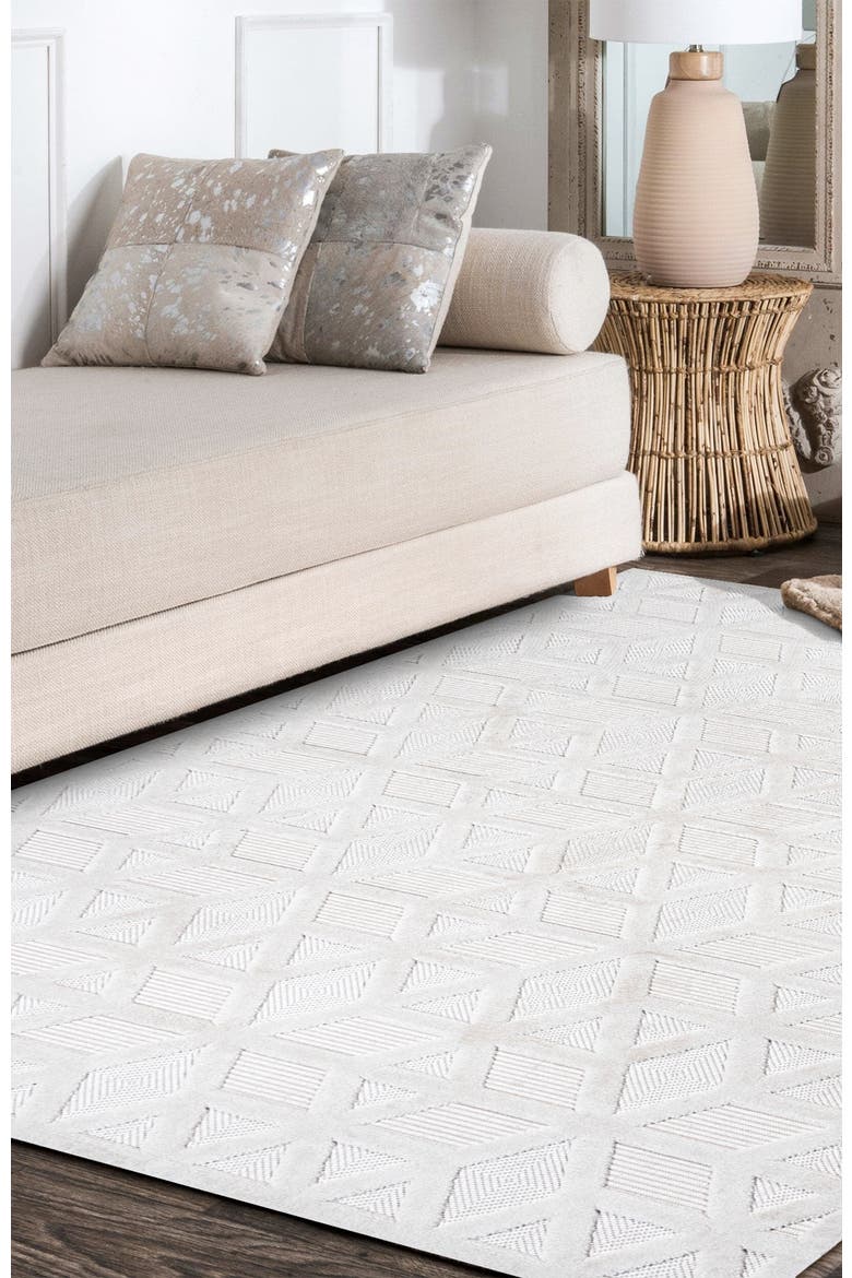 Talaia Neutral Geometric Indoor/Outdoor Area Rug, Alternate, color, Ivory