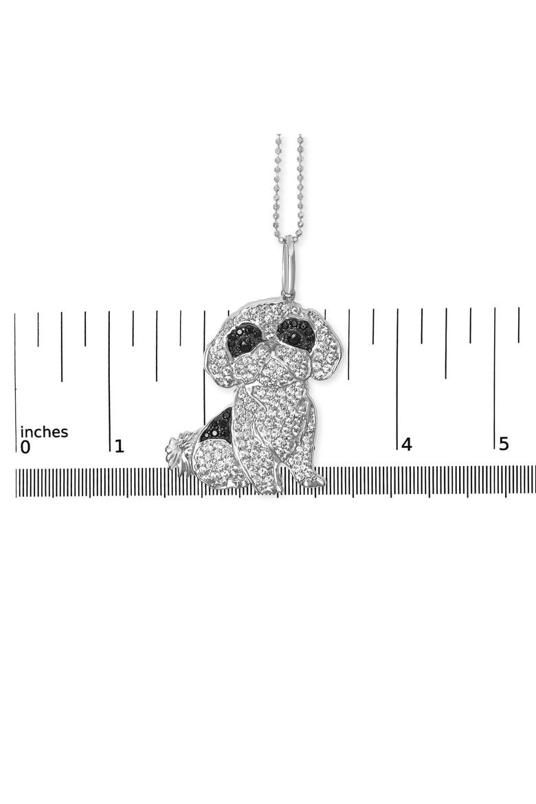 Silver 1 1/4 Cttw Diamond Shih Tzu Dog Pendant Necklace 18 inch, Alternate, color, White