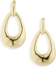 ARGENTO VIVO 18K Gold Plated Hammered Oval Drop Earrings