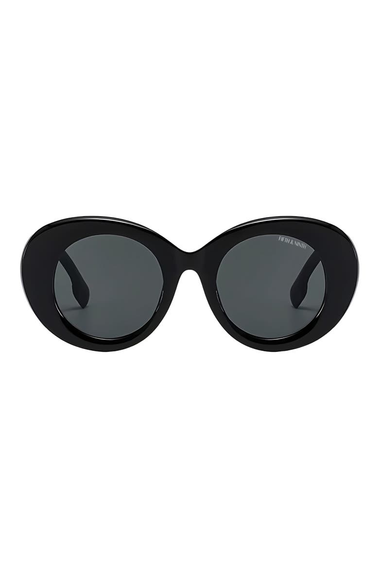 Molly 50mm Polarized Round Sunglasses, Main, color, BLACK/ BLACK