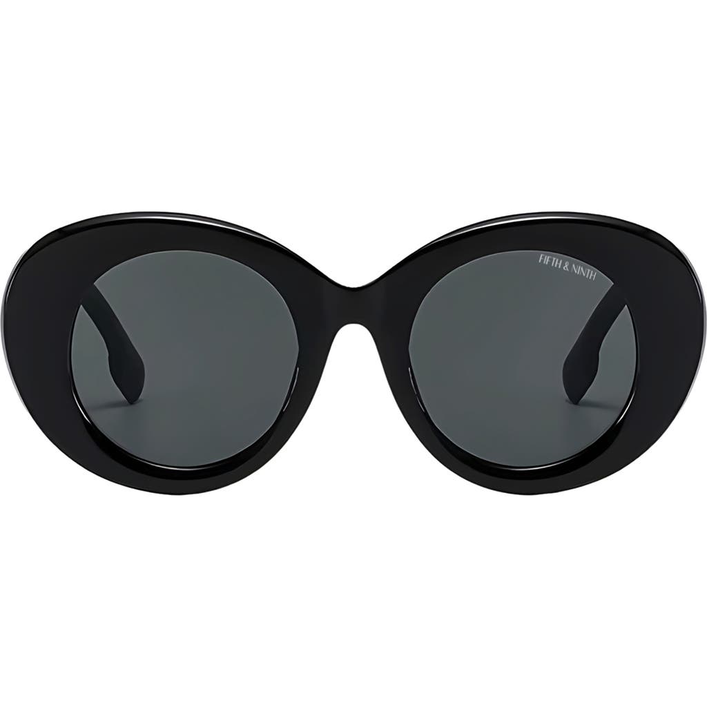 Fifth & Ninth Molly 50mm Polarized Round Sunglasses In Black/black