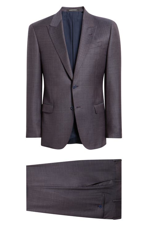 G-Line Purple Mélange Peak Lapel Virgin Wool Suit