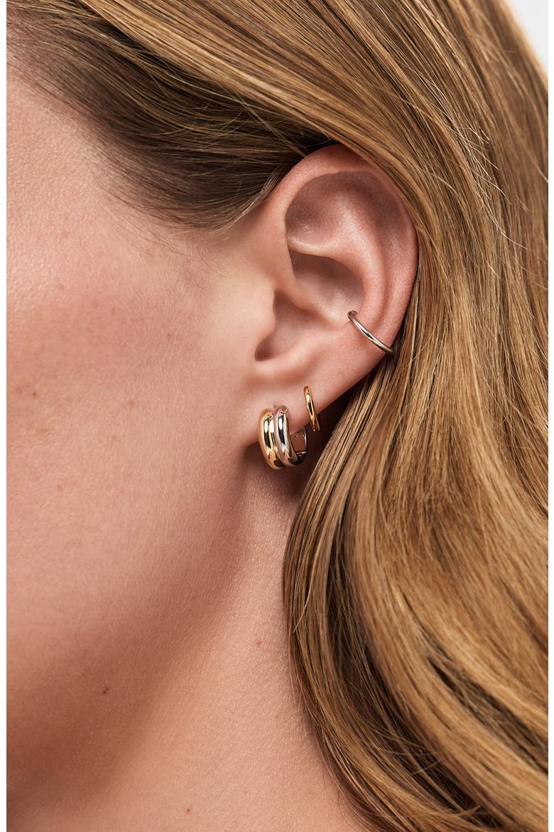 Asher Huggie Hoop Earrings, Alternate, color, GOLD / SILVER