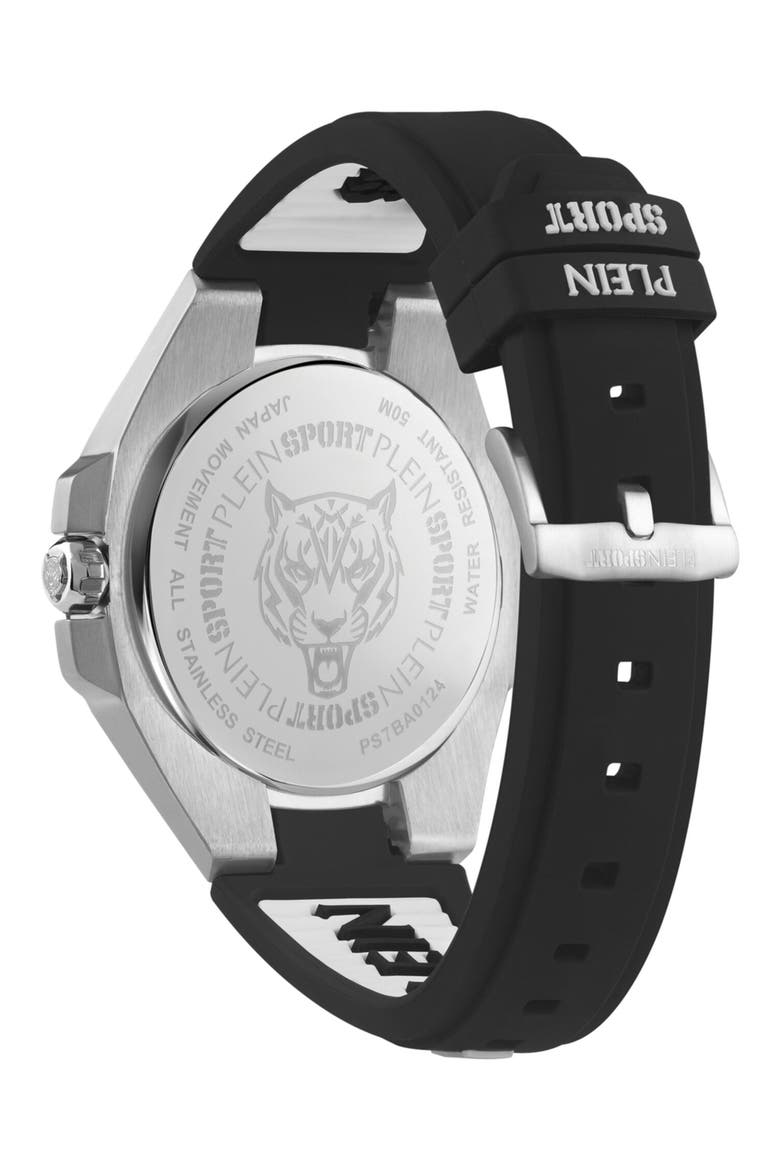 Tigermaster Quartz Silicone Strap Watch, 47mm, Alternate, color, STAINLESS STEEL