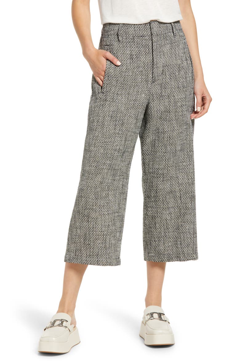 Dylan Tweed Crop Trousers, Main, color, BLACKMULT