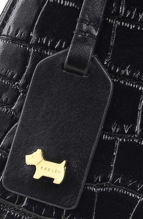 Radley Mini Rope Walk Croc Embossed Flap Crossbody Bag In Black