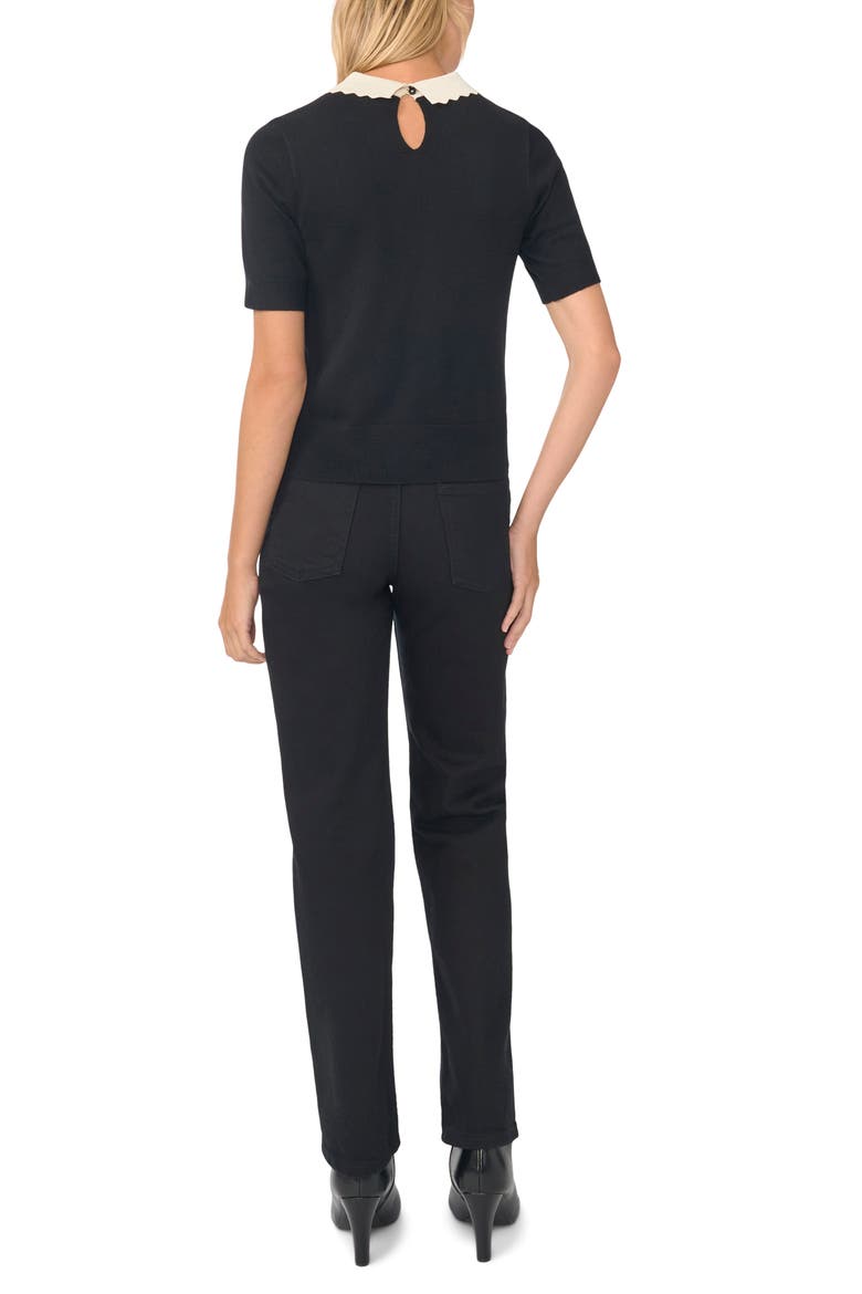 Scallop Trim Collar Sweater, Alternate, color, RICH BLACK