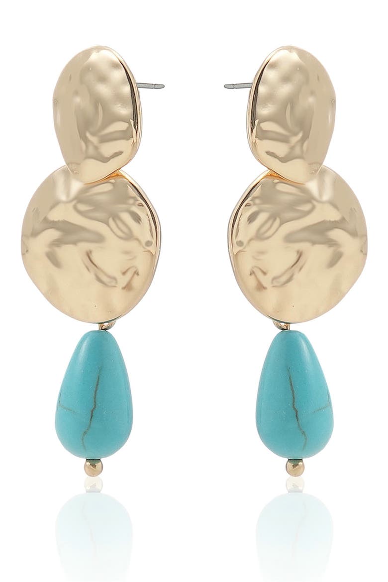 Hammered Stone Drop Earrings, Alternate, color, TURQUOISE