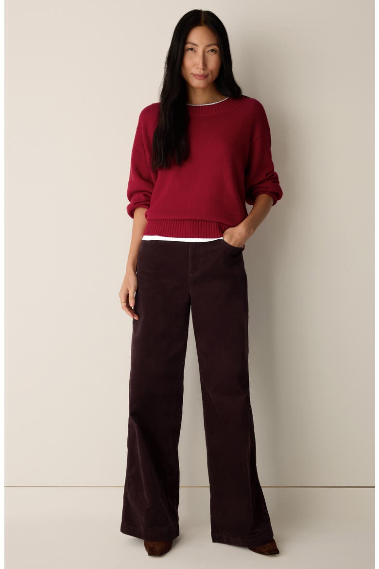 Organic Cotton & Recycled Cashmere Crewneck Sweater, Alternate, color, CRIMSON
