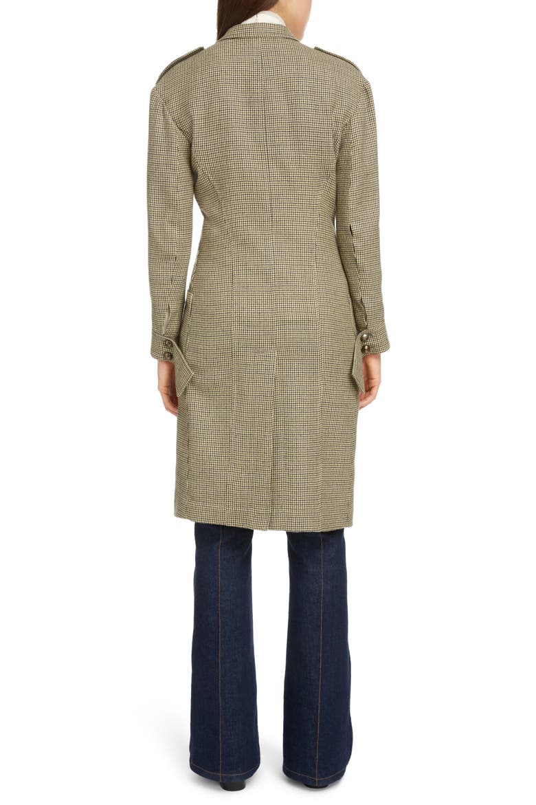Double Breasted Houndstooth Wool Coat, Alternate, color, BEIGE - GREEN
