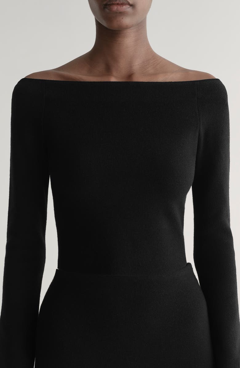 A.L.C. Jo Fitted Off the Shoulder Crop Sweater, Alternate, color, Black
