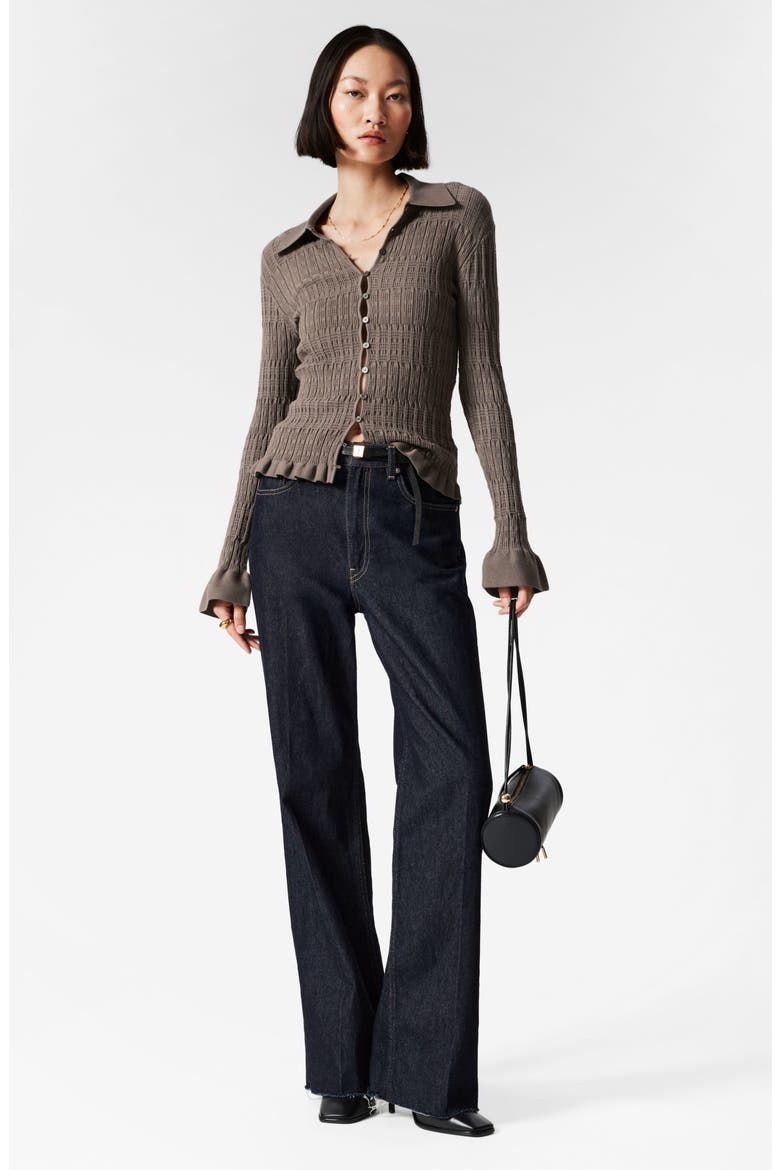 Flared Sleeve Cardigan, Alternate, color, MOLE DARK