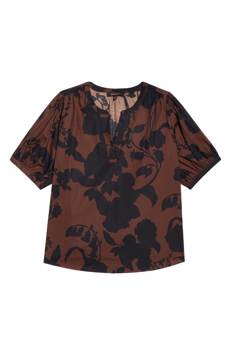 SUGARLIPS Somerton Floral Cotton Top, Alternate, color, Chocolate