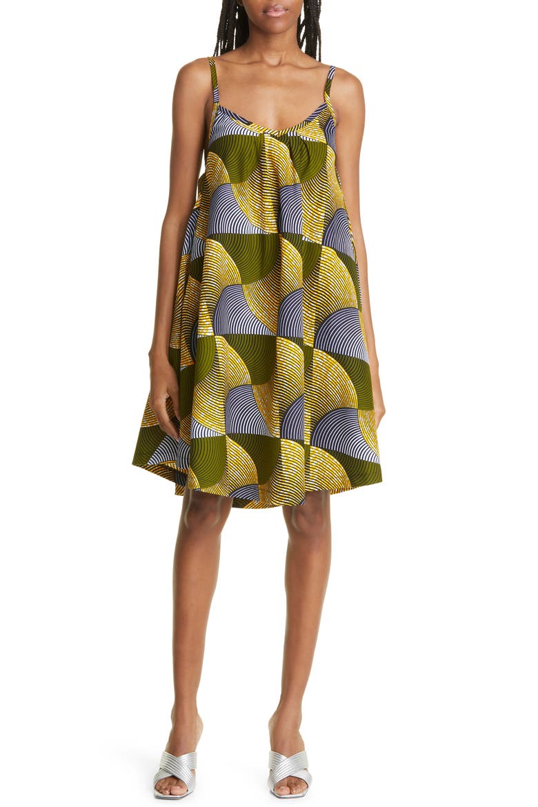 Cotton Trapeze Sundress (Limited Edition) (Nordstrom Exclusive), Main, color, BLUE AND YELLOW