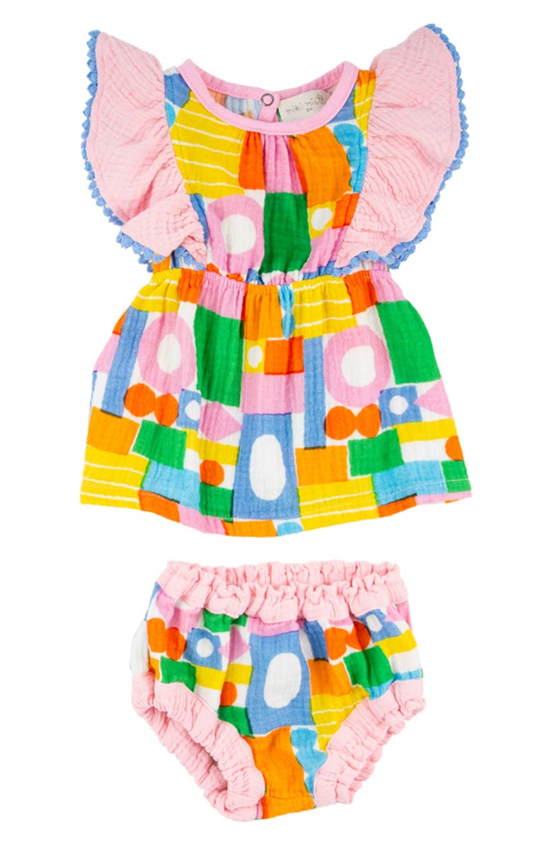 Miki Miette Mia Cotton Ruffle Tank & Bloomers, Main, color, 