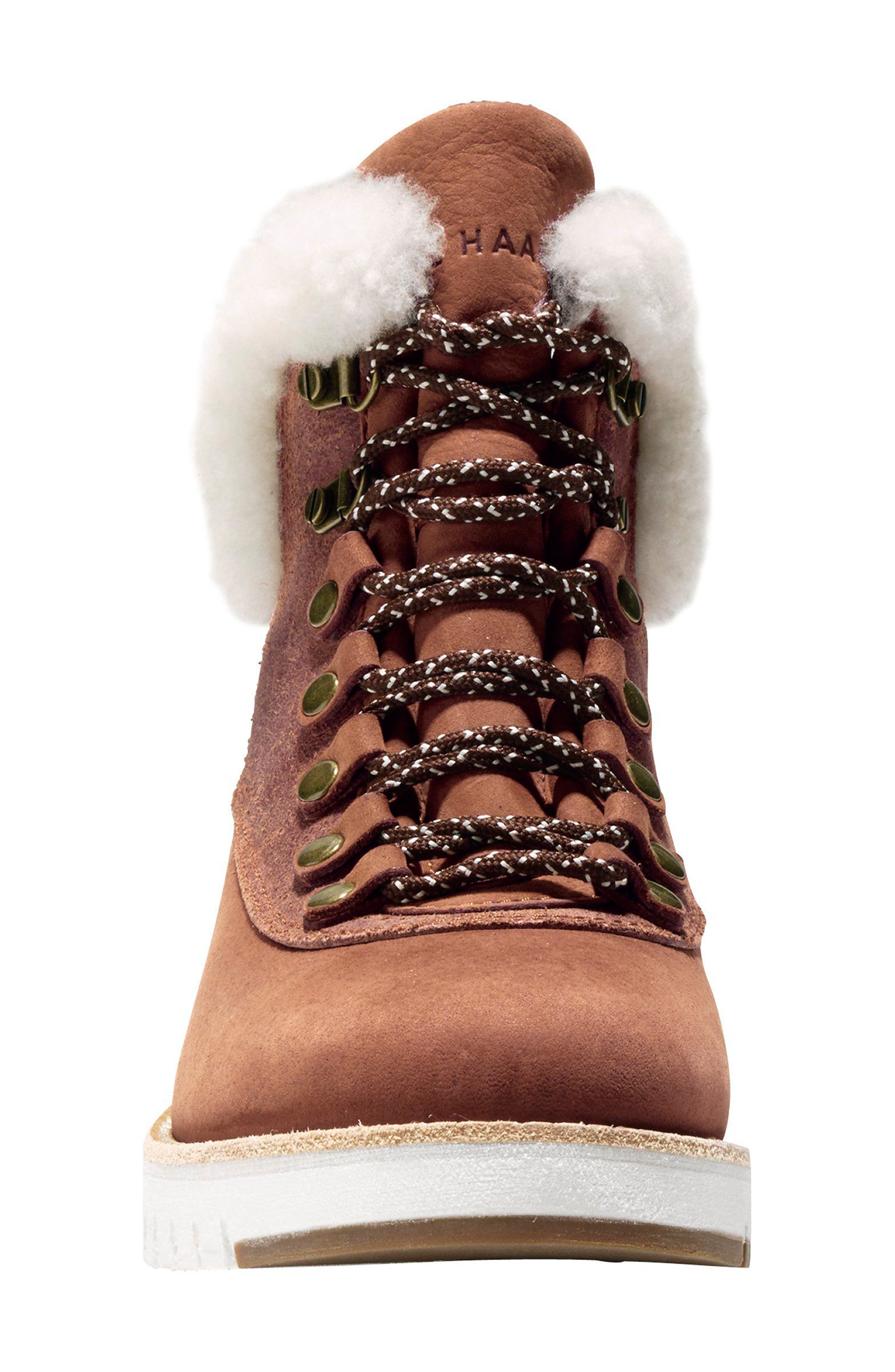 GrandExpløre Genuine Shearling Trim Waterproof Hiker Boot, Alternate, color, WOODBURY LEATHER