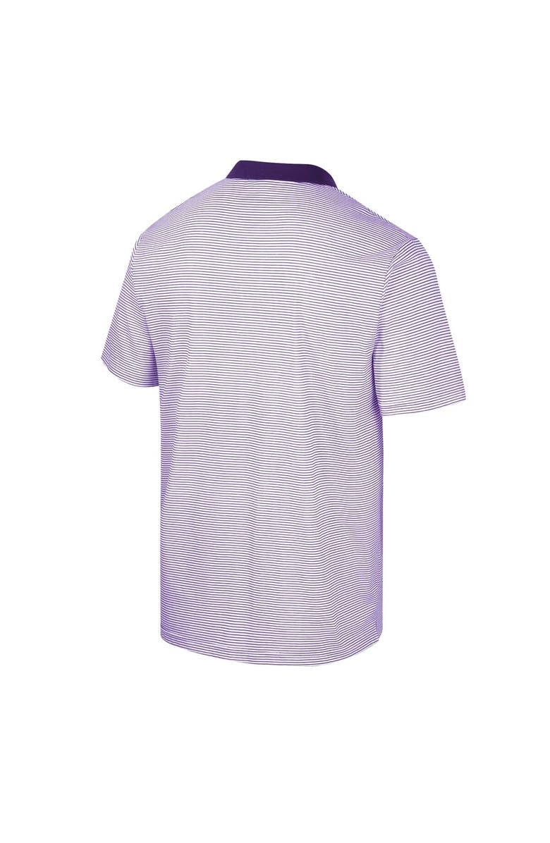 COLOSSEUM Men's Colosseum White/Purple TCU Horned Frogs Print Stripe Polo, Alternate, color, White