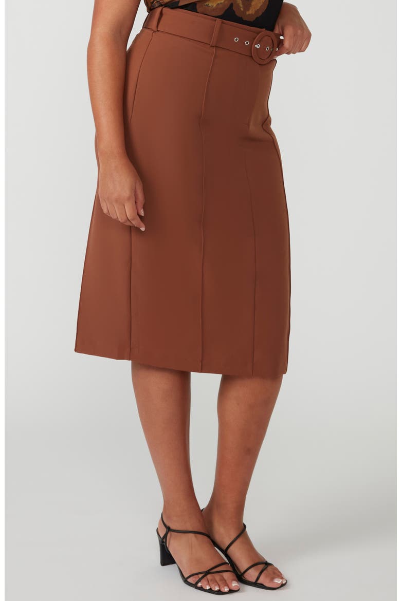 Sunburst Belted Pencil Skirt, Alternate, color, TAN