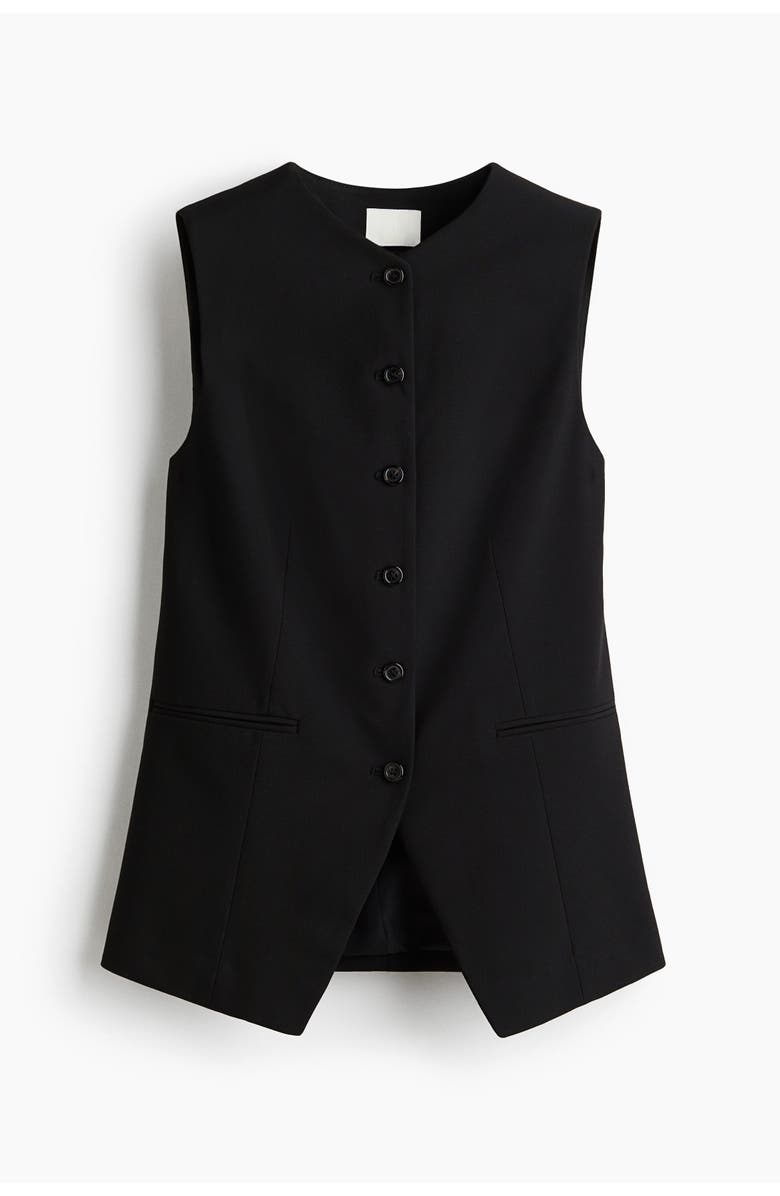 H&M Long Waistcoat, Alternate, color, Black