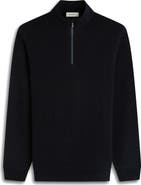 Bugatchi Chevron Quarter Zip Cotton Blend Pullover
