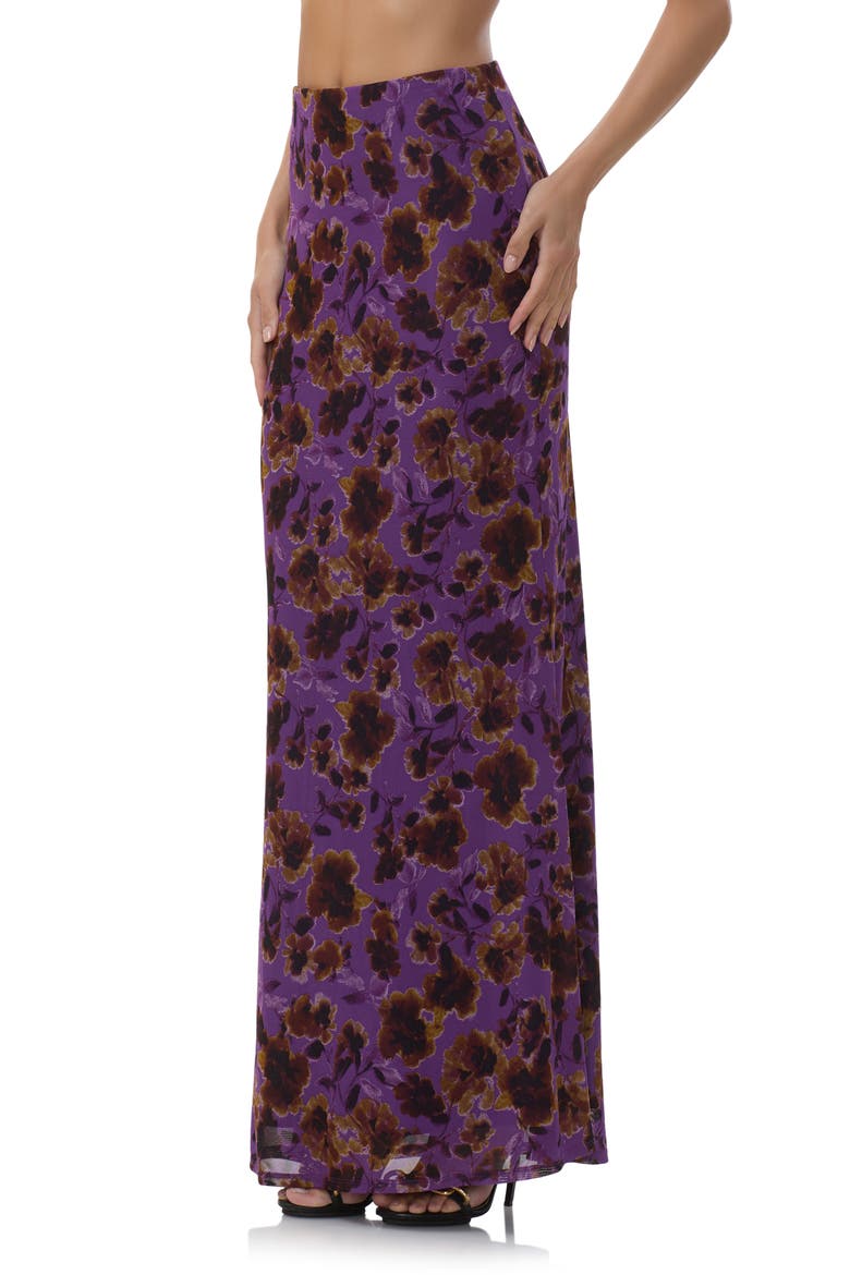 Tegan Floral Bias Cut Skirt, Alternate, color, VIOLET HAZE FLORAL