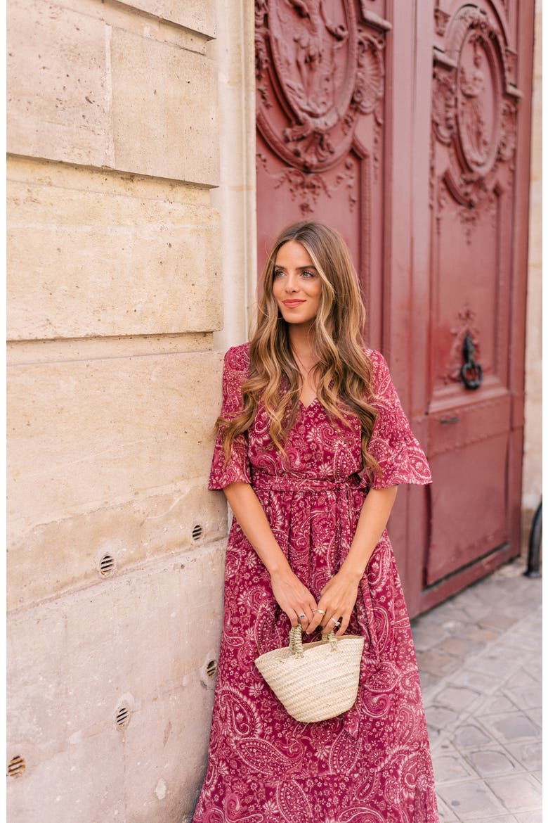Candace Print Chiffon Maxi Dress, Alternate, color, DEEP MAGENTA/ CHAMOISEE
