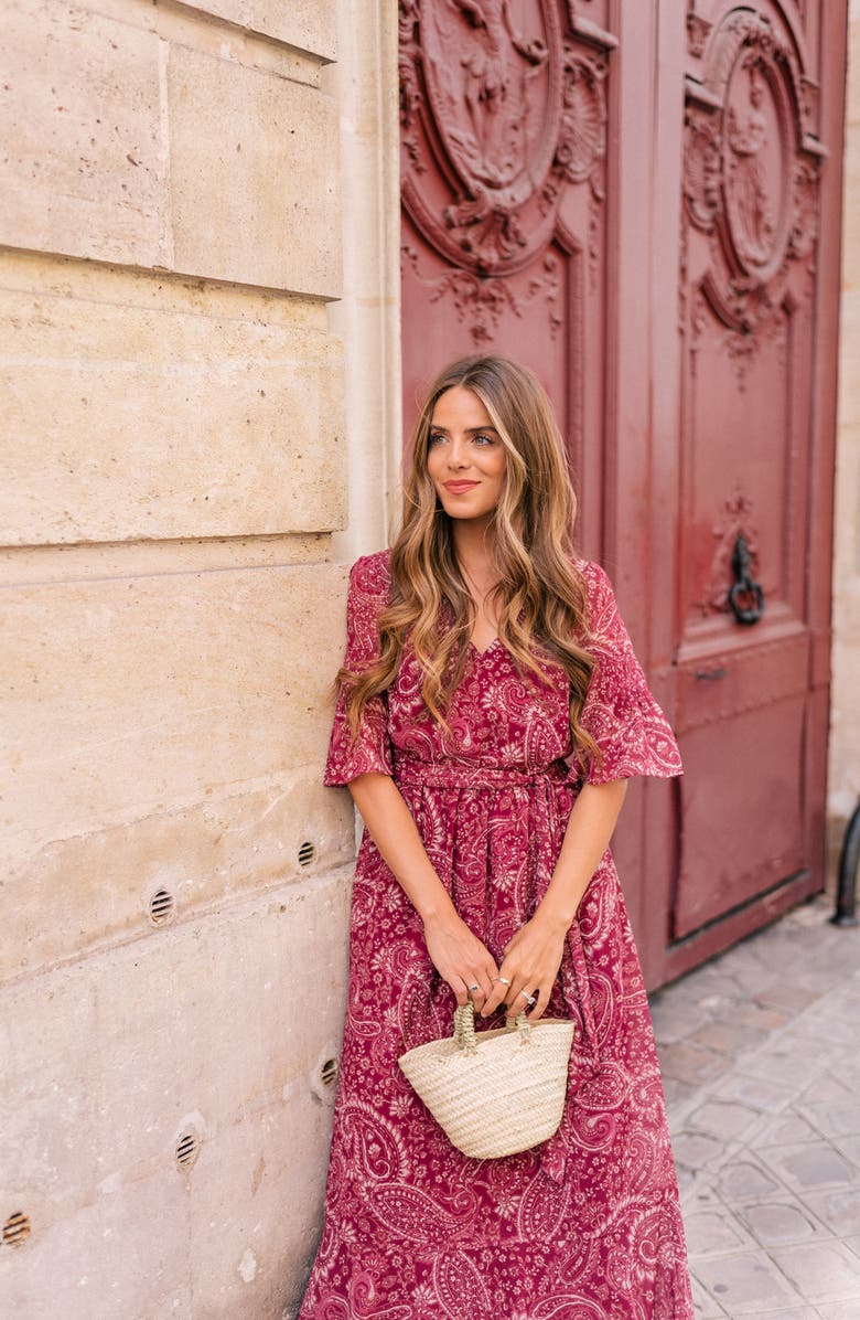 Gal Meets Glam Collection Candace Print Chiffon Maxi Dress, Alternate, color, 