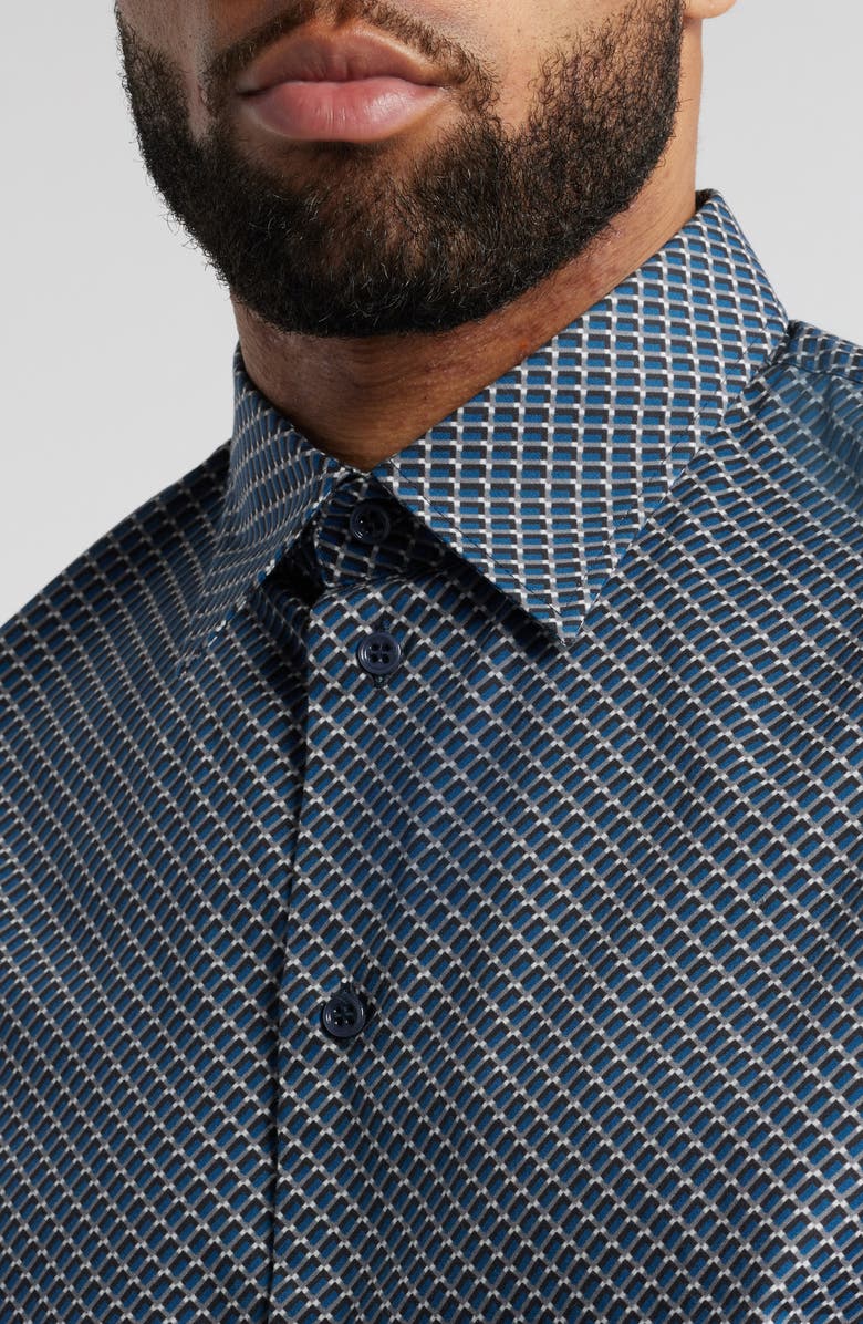 Emporio Armani Microprint Cotton Stretch Poplin Button-Up Shirt, Alternate, color, 