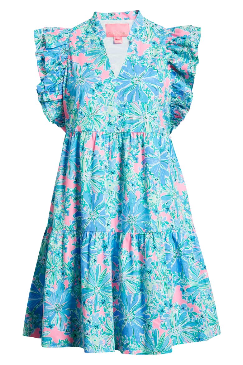 Aldena Floral Ruffle A-Line Minidress, Alternate, color, PINK GOOD HARE DAY