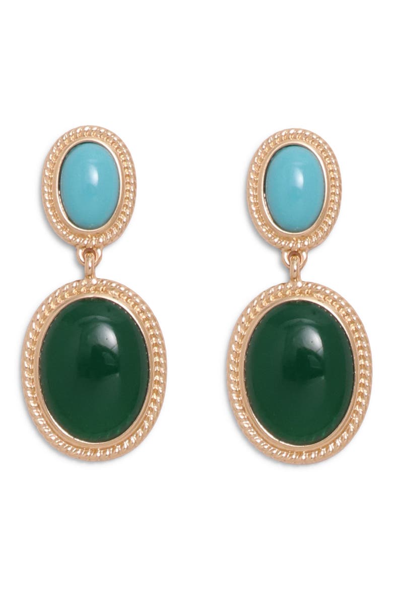 Mia Cabochon Drop Earrings, Main, color, GOLD