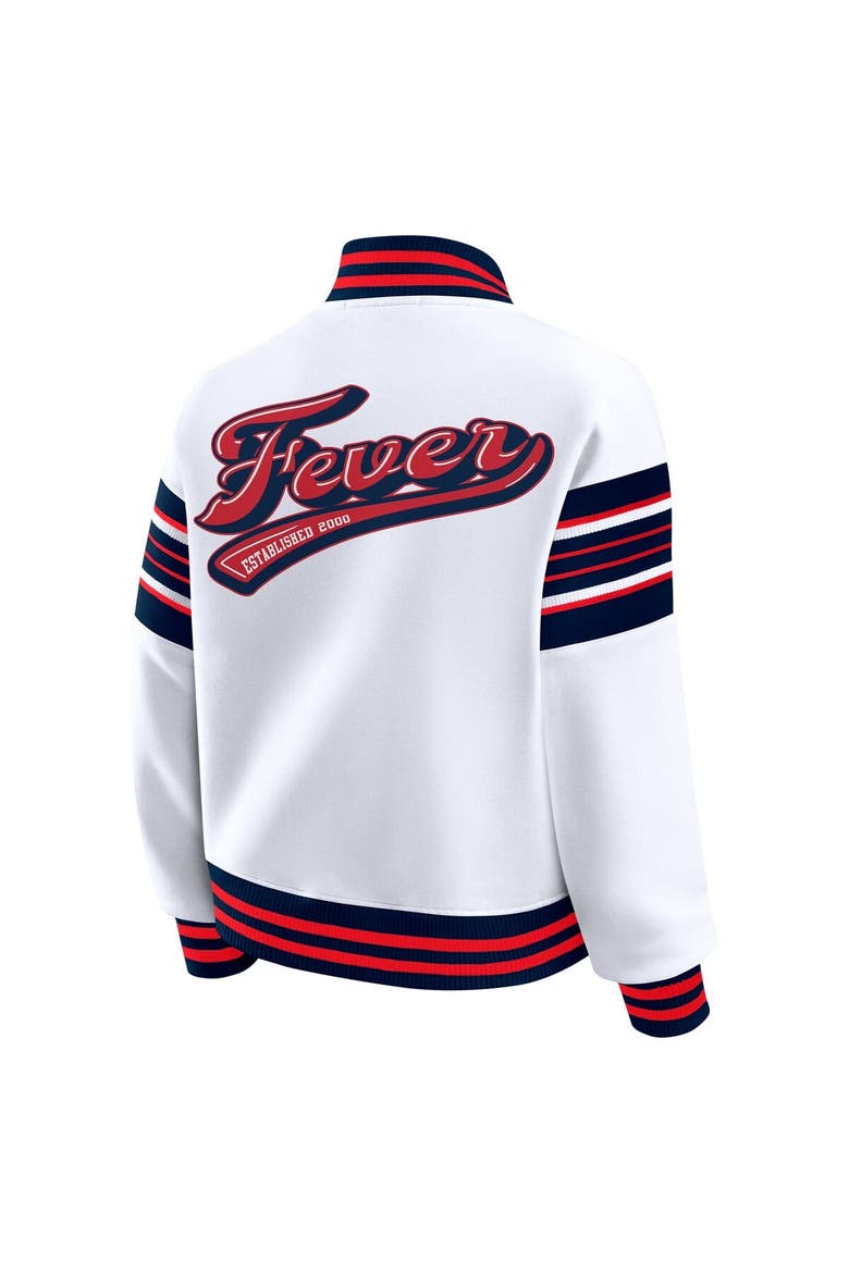 Women's WEAR by Erin Andrews White/Navy Indiana Fever Full-Snap Fleece Sweatshirt Jacket, Alternate, color, White
