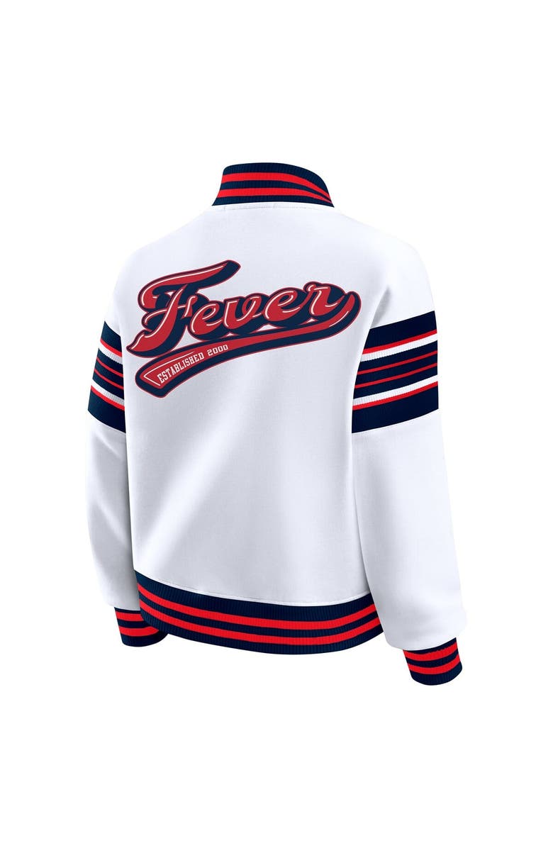 WEAR by Erin Andrews Women's WEAR by Erin Andrews White/Navy Indiana Fever Full-Snap Fleece Sweatshirt Jacket, Alternate, color, White
