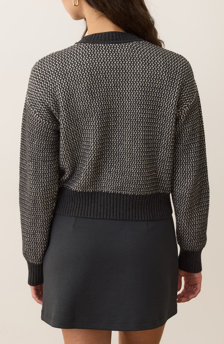 Marine Layer Robin Texture Crewneck Crop Sweater, Alternate, color, Black/ White