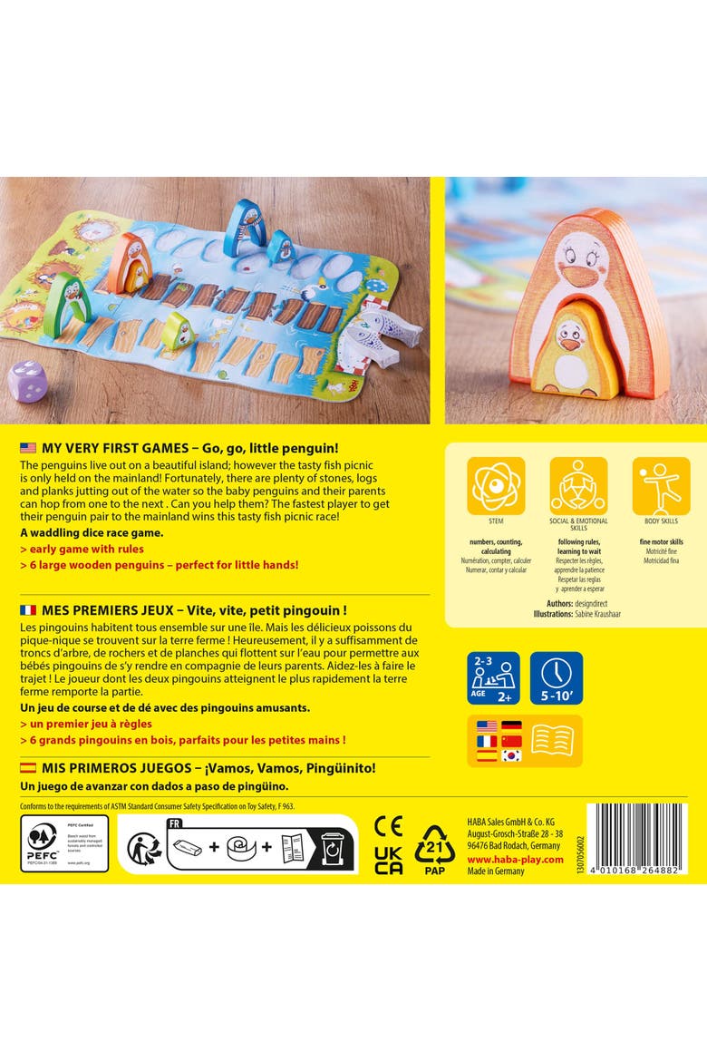 My Very First Games Go, Go Little Penguin, Toddler Learning Game and Cooperative Toddler Board Games for 2 Years and up, Made in Germany, Alternate, color, Multi