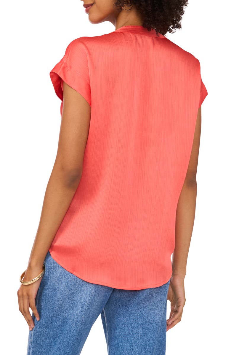 Vince Camuto Split Neck Satin Top, Alternate, color,