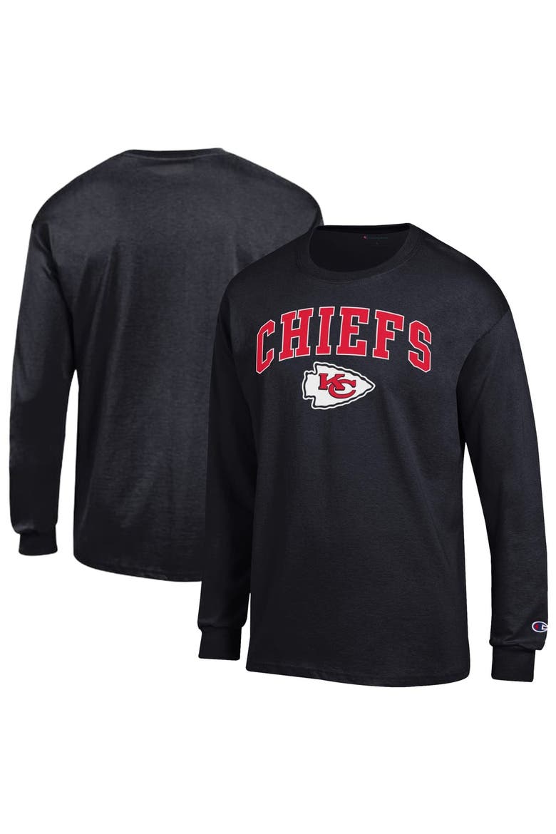 Men's Champion Black Kansas City Chiefs Arch Over Logo Long Sleeve T-Shirt, Main, color, Black