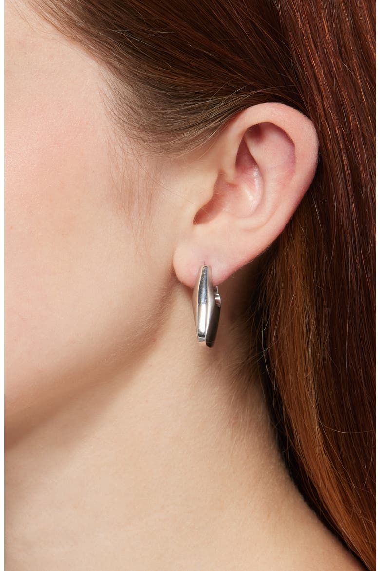 Oslo Hinge Square Hoop Earrings, Alternate, color, SILVER