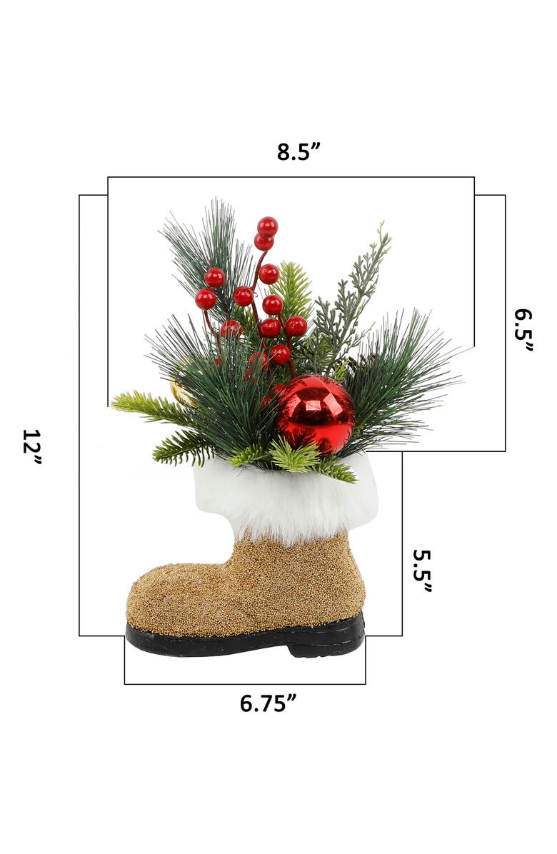 FLORA BUNDA Christmas Mix In Boot Vase, Alternate, color, Tan