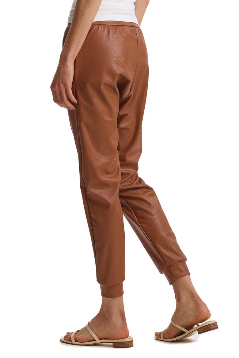 Faux Leather Jogger Pants, Alternate, color, COCOA