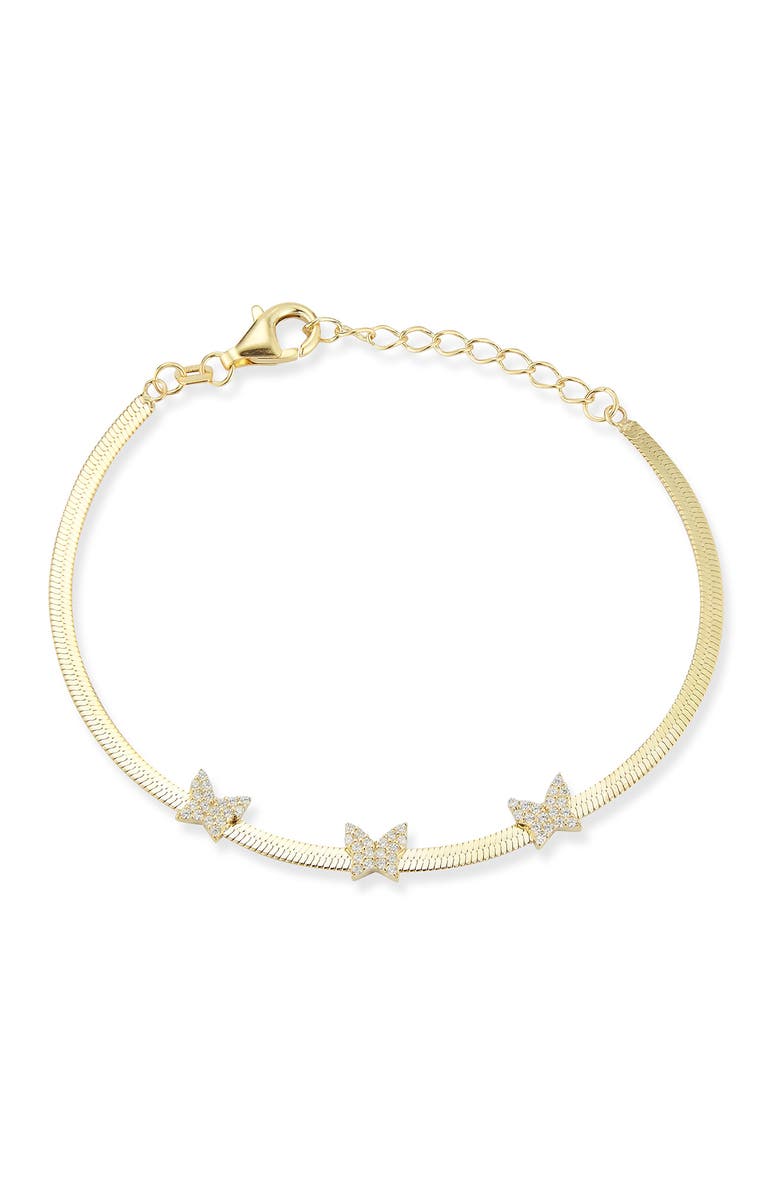 SPHERA MILANO Cubic Zirconia Butterfly Bracelet, Main, color, Gold