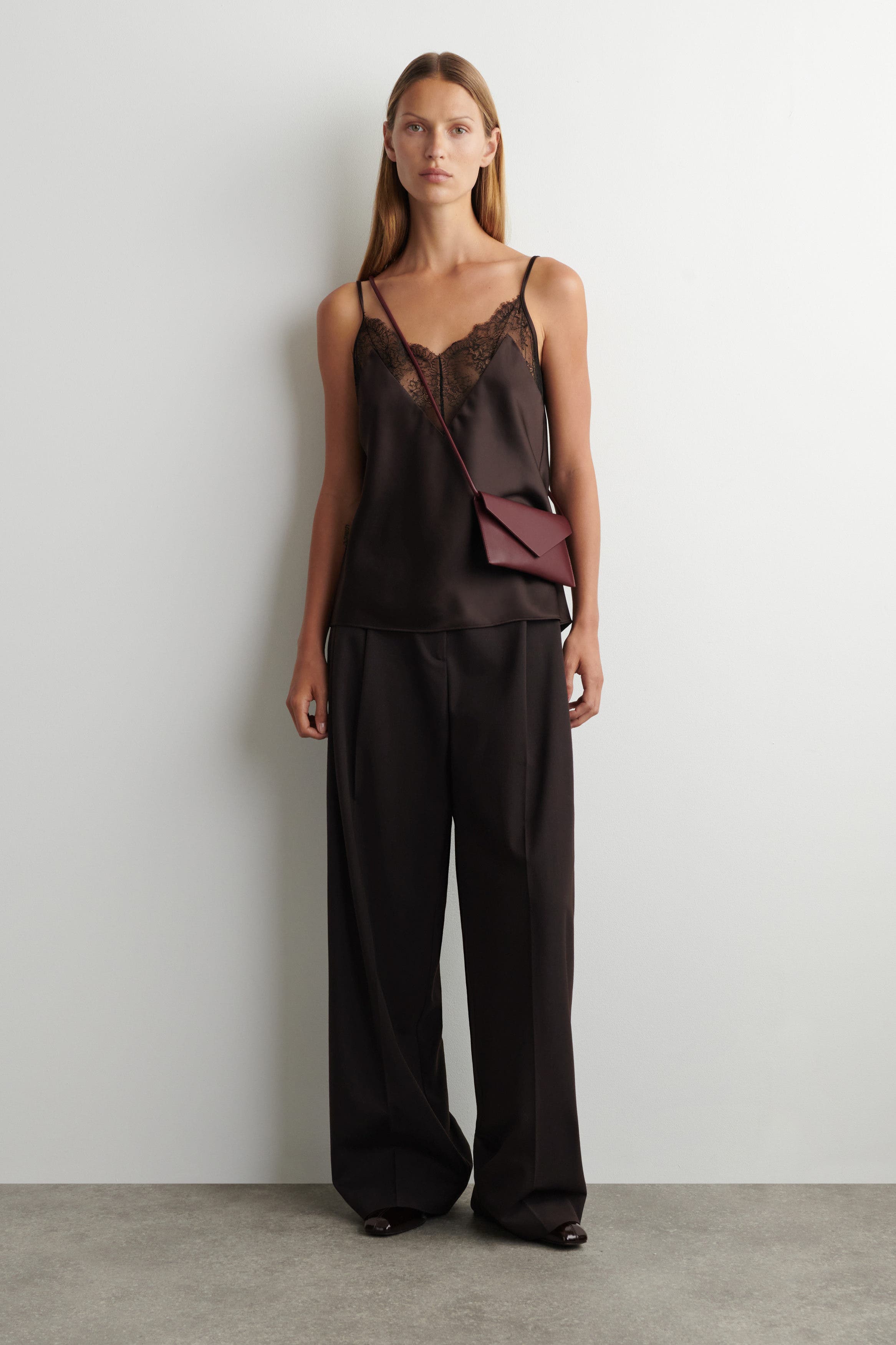 COS Envelope Bag - Leather, Main, color, Bordeaux