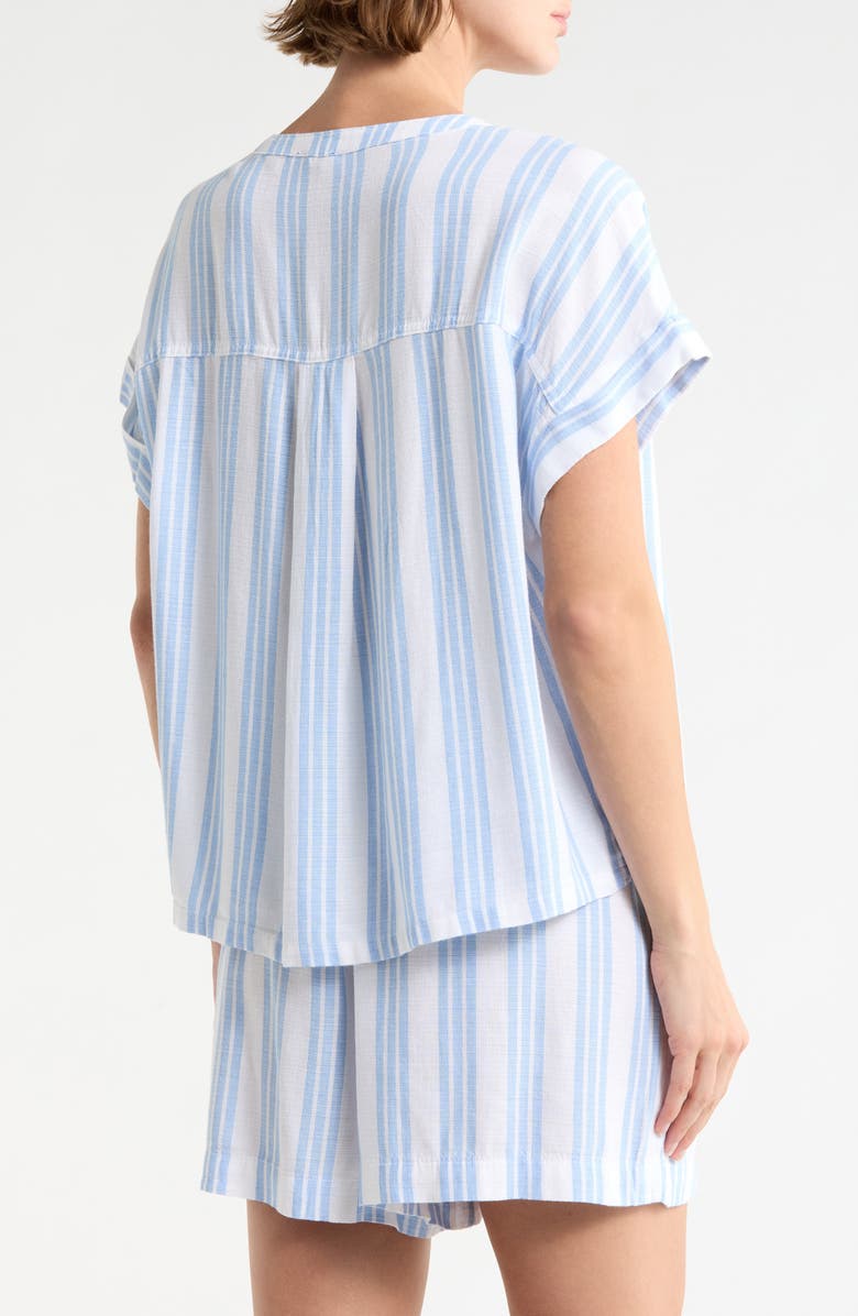 Splendid Short Sleeve Button-Up Top, Alternate, color, Steel Blue/ White