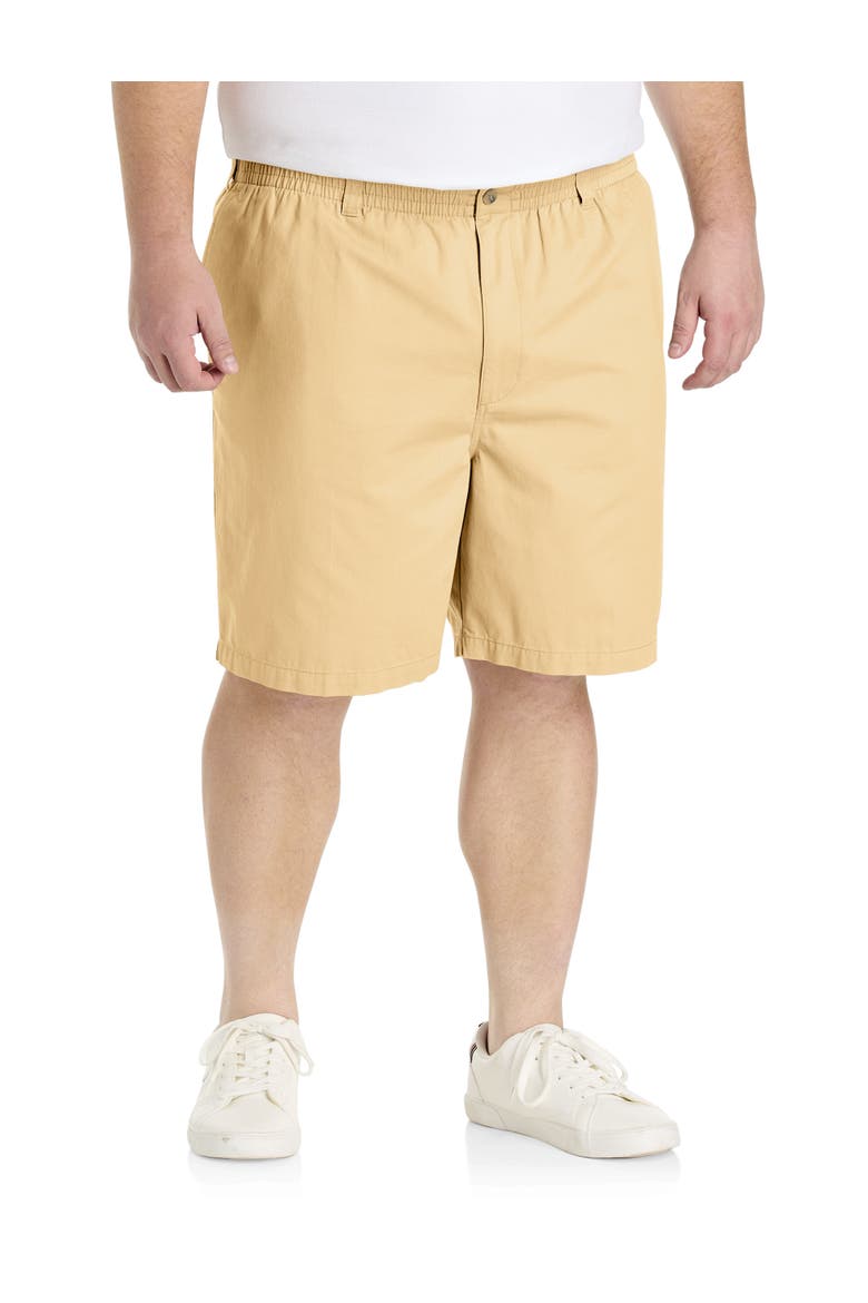 Big & Tall Elastic-Waist Cotton Shorts, Main, color, APRICOT GELATO
