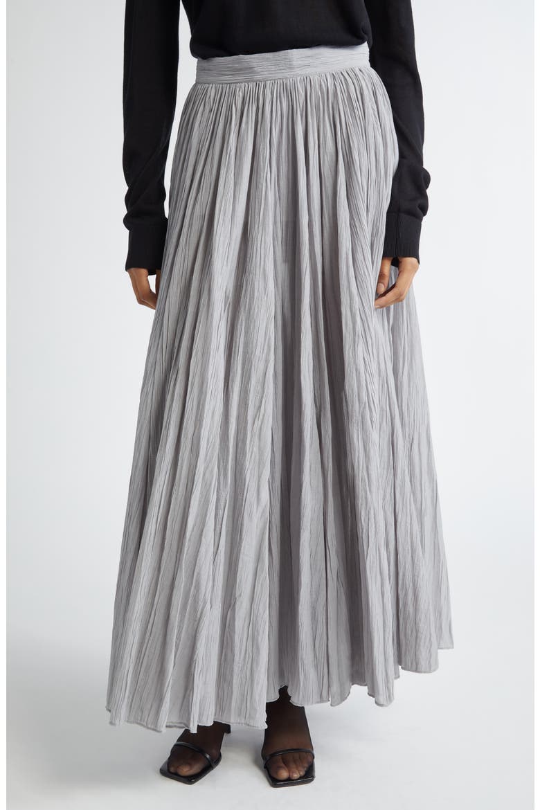 Semisheer Plissé Maxi Skirt, Main, color, PALE GREY